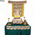 Paithani Parrot-Peacock Ganpati Decoration Combo Set for Ganesh Chaturthi (Mango Theme – 7 Items + Free Samai Asan)