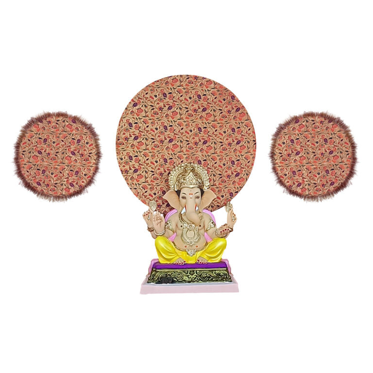 Paithani Three Chakra Backdrop Set for Ganesh Chaturthi – 24 Inch + 2 Small (15 Inch) Panels