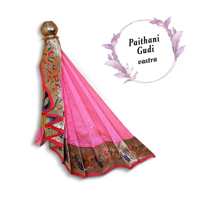 Nauvari Peshwai Gudi Pink / Maharashtrian Festival Gudi Padwa Stand /GudiPadwa Decoration Showpiece