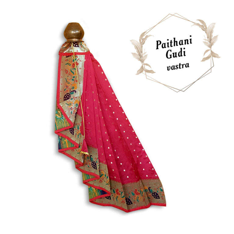 Nauvari Peshwai Gudi Red / Maharashtrian Festival Gudi Padwa Stand /GudiPadwa Decoration Showpiece