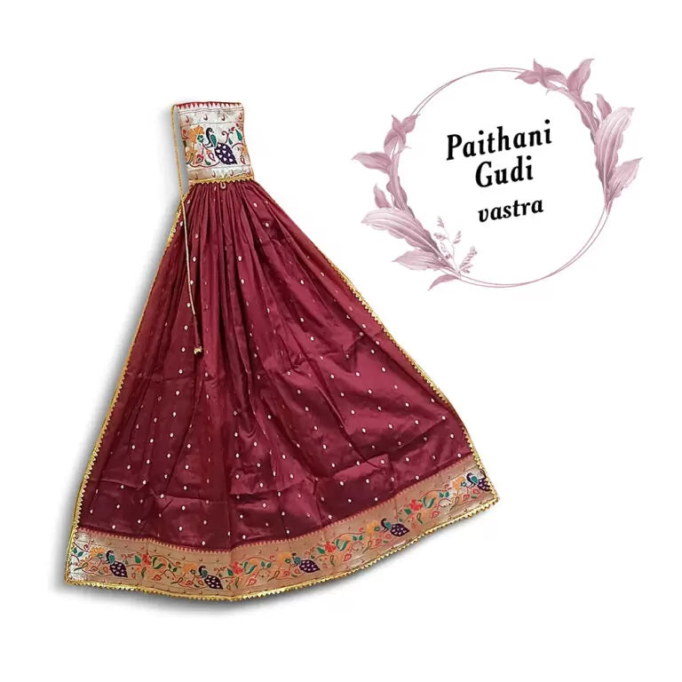 Readymade Gudi Dark Maroon / Maharashtrian Festival Gudi Padwa Stand /GudiPadwa Decoration Showpiece