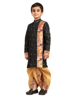 Kanira Jr Paithani dhoti kurta black butti for boys Evan pattern