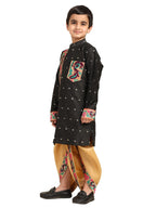 Kanira Jr Paithani dhoti kurta black- hero pattern