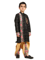 Kanira Jr Paithani dhoti kurta black- hero pattern