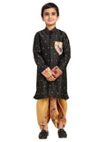 Kanira Jr Paithani dhoti kurta black butti for boys Golu pattern