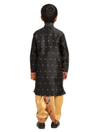 Kanira Jr Paithani dhoti kurta black butti for boys Golu pattern