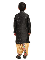 Kanira Jr Paithani dhoti kurta black butti for boys adi pattern