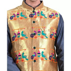 Kanira Paithani jacket for Mens Parrot Peacock