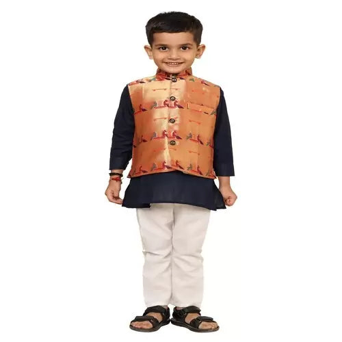 Kanira Jr Paithani Jacket for Boys Jodi peacock