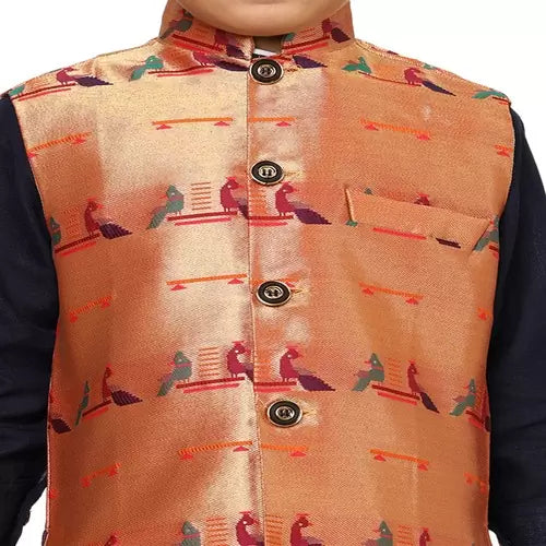 Kanira Jr Paithani Jacket for Boys Jodi peacock