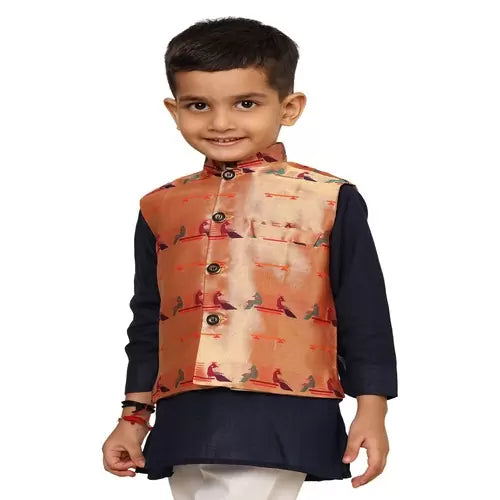 Kanira Jr Paithani Jacket for Boys Jodi peacock
