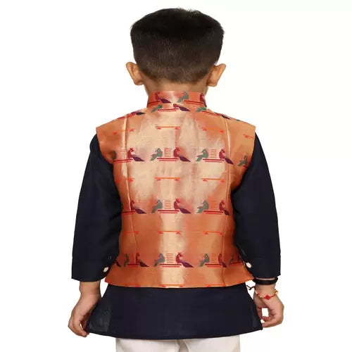 Kanira Jr Paithani Jacket for Boys Jodi peacock