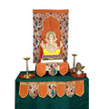 Ganesh Chaturthi Paithani Ganpati Decoration Combo Set – Orange Theme (7 Items + Free Samai Asan)