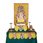 Paithani Temple Decoration Combo Set for Ganesh Chaturthi (Mango Theme – 7 Items + Free Samai Asan)