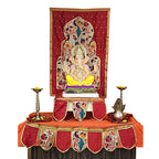 Paithani Temple Decoration Combo Set for Ganesh Chaturthi (Maroon Theme – 7 Items + Free Samai Asan)