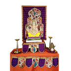 Paithani Temple Decoration Combo Set for Ganesh Chaturthi (Purple Theme – 7 Items + Free Samai Asan)