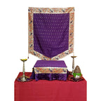 Paithani Side Pattern Temple Decoration Combo Set for Ganesh Chaturthi (Purple Wine Theme – 5 Items + Free Samai Asan)