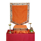 Paithani Side Pattern Temple Decoration Combo Set for Ganesh Chaturthi (Orange Theme – 5 Items + Free Samai Asan)