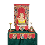 Ganesh Chaturthi Paithani Ganpati Decoration Combo Set – Red Theme (7 Items + Free Samai Asan)
