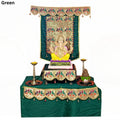 Paithani Parrot-Peacock Ganpati Decoration Combo Set for Ganesh Chaturthi (Green Theme – 7 Items + Free Samai Asan)