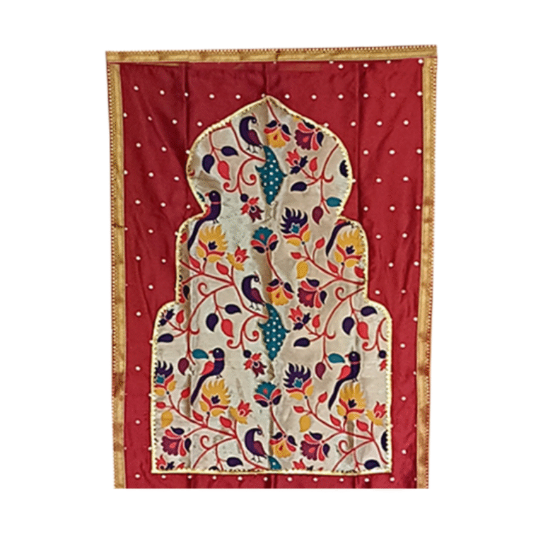 Paithani Temple Pattern Backdrop for Ganesh Chaturthi – Maroon