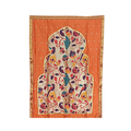 Paithani Temple Pattern Backdrop for Ganesh Chaturthi – Orange