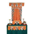 Ganesh Chaturthi Paithani Ganpati Decoration Combo Set – Orange Theme (7 Items + Free Samai Asan)