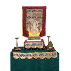 Paithani Parrot-Peacock Ganpati Decoration Combo Set for Ganesh Chaturthi (Maroon Theme – 7 Items + Free Samai Asan)
