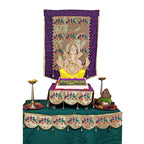 Paithani Parrot-Peacock Ganpati Decoration Combo Set for Ganesh Chaturthi (Purple Theme – 7 Items + Free Samai Asan)