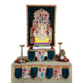 Paithani Temple Decoration Combo Set for Ganesh Chaturthi (Green Theme – 7 Items + Free Samai Asan)