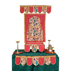 Paithani Temple Decoration Combo Set for Ganesh Chaturthi (Red Theme – 7 Items + Free Samai Asan)