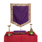 Paithani Side Pattern Temple Decoration Combo Set for Ganesh Chaturthi (Purple Wine Theme – 5 Items + Free Samai Asan)