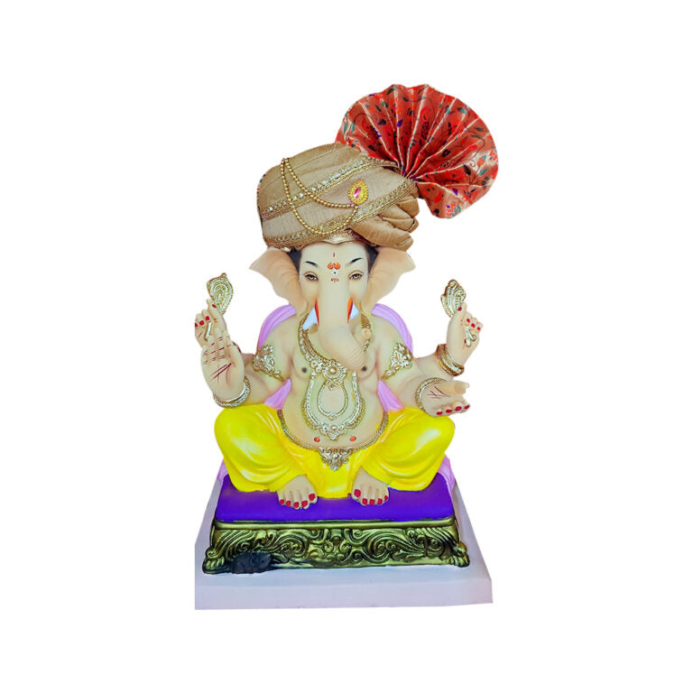 Paithani Chakra Pattern Ganpati Decoration Set for Ganesh Chaturthi (6 Items + Free Asan)