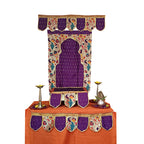 Ganesh Chaturthi Paithani Ganpati Decoration Combo Set – Purple Theme (7 Items + Free Samai Asan)
