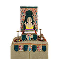 Paithani Temple Pattern Backdrop for Ganesh Chaturthi – Green