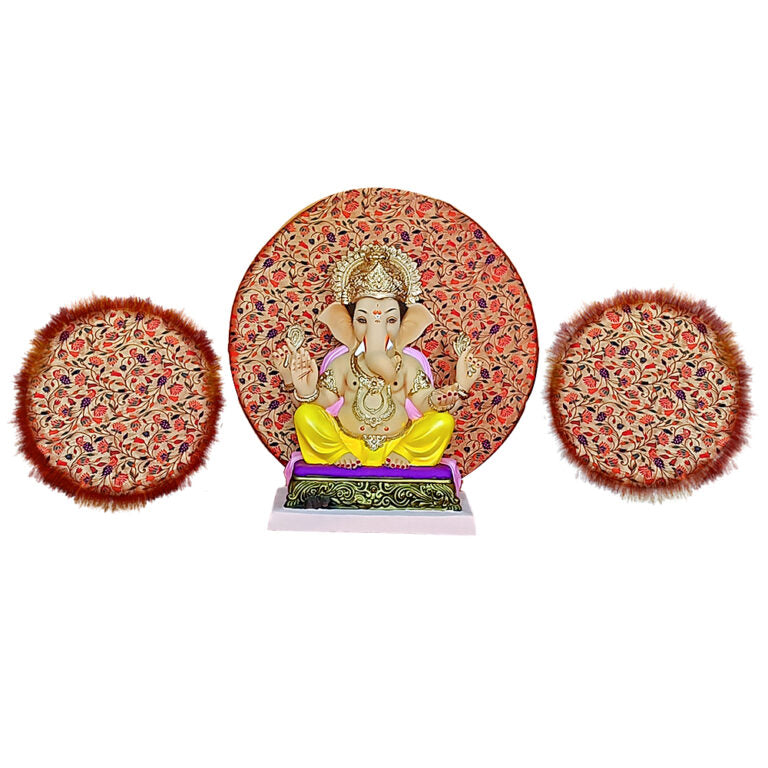 Paithani Three Chakra Backdrop Set for Ganesh Chaturthi – 24 Inch + 2 Small (15 Inch) Panels