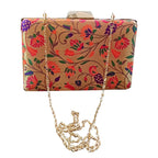 Small Peacock Red Paithani Clutch – Timeless Craft in a Compact Frame