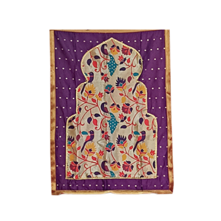 Paithani Temple Pattern Backdrop for Ganesh Chaturthi – Purple Wine