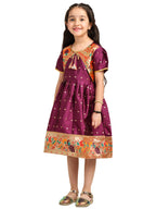 Paithani Baby Girl Frock – Purple Wine Silk-Indu Pattern