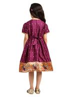 Paithani Baby Girl Frock – Purple Wine Silk-Indu Pattern