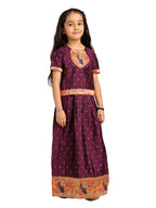 Purple Wine Paithani Baby Girl Lehenga Set-  chiu pattern