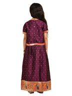 Purple Wine Paithani Baby Girl Lehenga Set-  chiu pattern