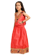 Gajari Silk Paithani Baby Girl Lehenga Set- V Neck
