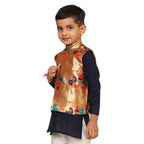 Kanira Jr Paithani Jacket for Boys Parrot Peacock