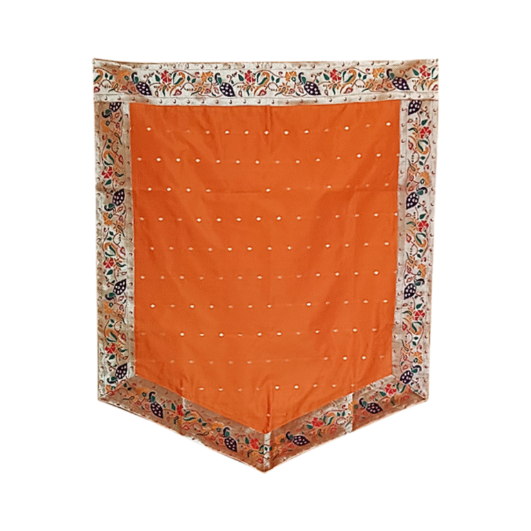 Paithani Side Pattern Backdrop for Ganesh Chaturthi – Orange