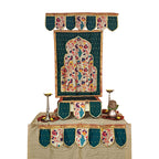 Paithani Temple Decoration Combo Set for Ganesh Chaturthi (Green Theme – 7 Items + Free Samai Asan)