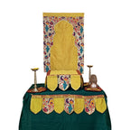 Ganesh Chaturthi Paithani Ganpati Decoration Combo Set – Mango Theme (7 Items + Free Samai Asan)