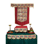 Paithani Parrot-Peacock Ganpati Decoration Combo Set for Ganesh Chaturthi (Maroon Theme – 7 Items + Free Samai Asan)