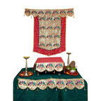 Paithani Parrot-Peacock Ganpati Decoration Combo Set for Ganesh Chaturthi (Red Theme – 7 Items + Free Samai Asan)