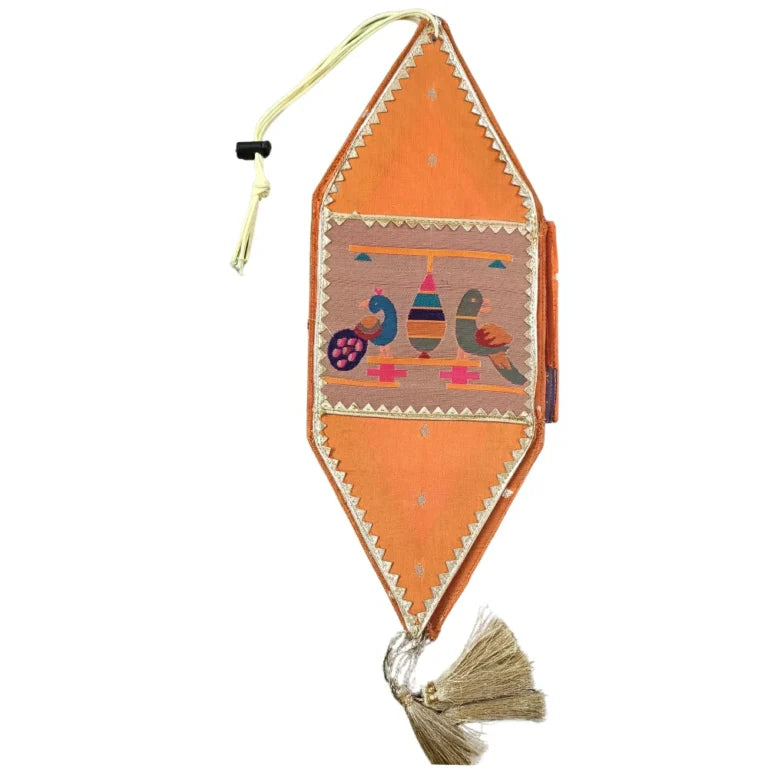Orange Paithani Kandil for Diwali – Handcrafted Lantern with Traditional Peacock Design